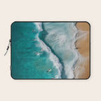 Surfers at Shore - Aerial Beach Photography Laptop Sleeve Gallery Image 1