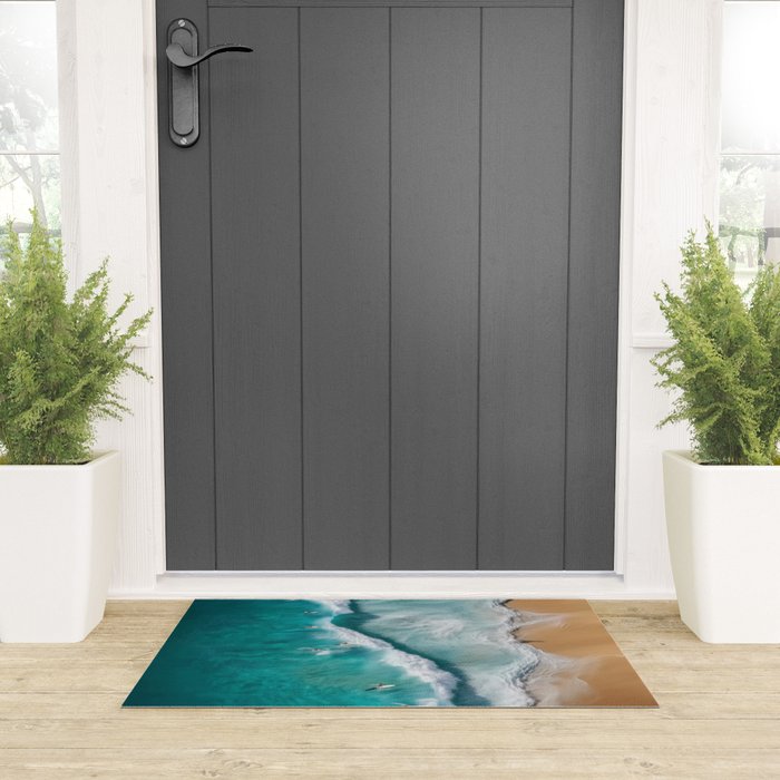 Surfers at Shore - Aerial Beach Photography Welcome Mat Gallery Image 3