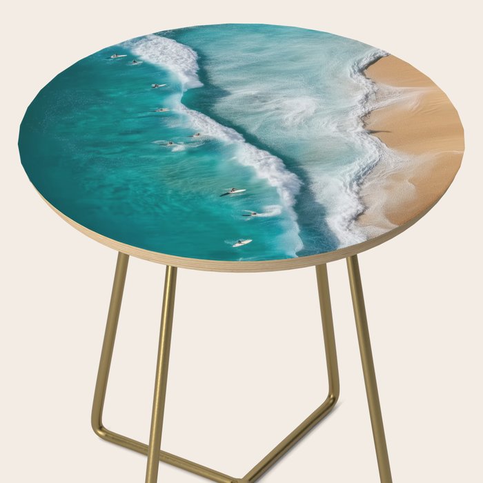 Surfers at Shore - Aerial Beach Photography Side Table Gallery Image 2