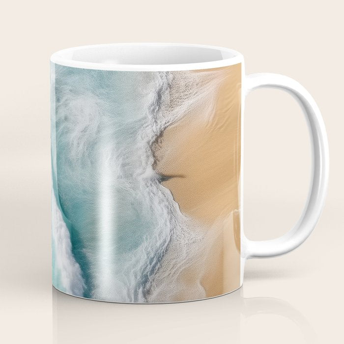 Surfers at Shore - Aerial Beach Photography Coffee Mug Gallery Image 1