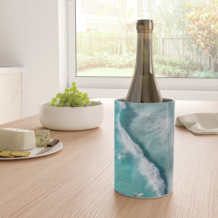 Surfers at Shore - Aerial Beach Photography Wine Chiller Gallery Image 4