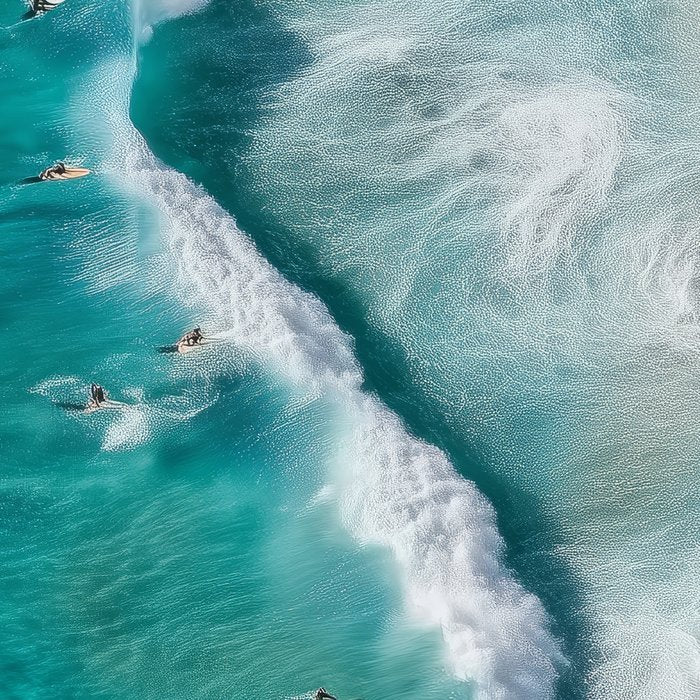 Surfers at Shore - Aerial Beach Photography Coffee Mug Gallery Image 2
