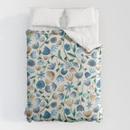 Colorful Blue Floral Pattern Duvet Cover Gallery Image 6