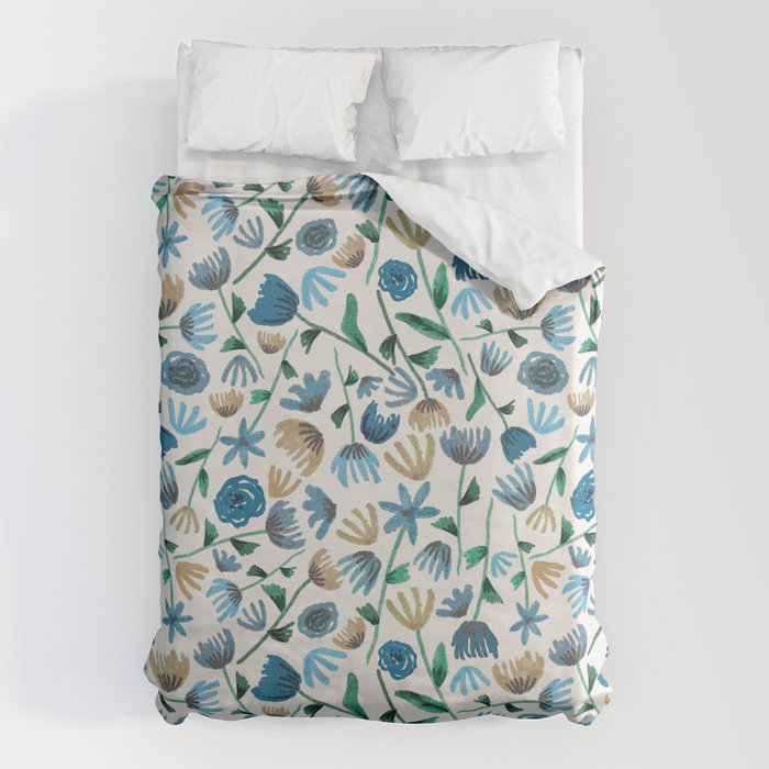 Colorful Blue Floral Pattern Duvet Cover Gallery Image 6