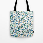 Colorful Blue Floral Pattern Tote Bag Gallery Image 1
