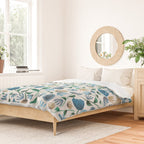 Colorful Blue Floral Pattern Duvet Cover Gallery Image 2