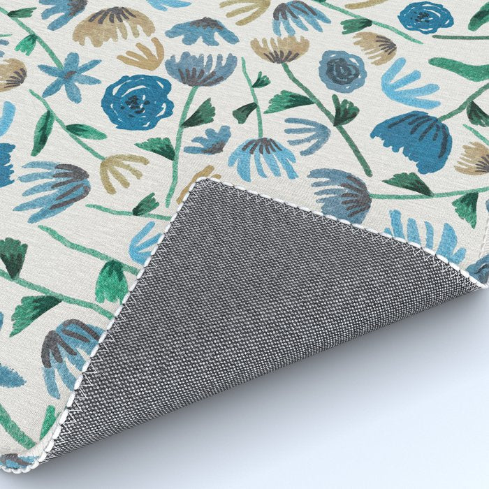 Colorful Blue Floral Pattern Rug Gallery Image 4