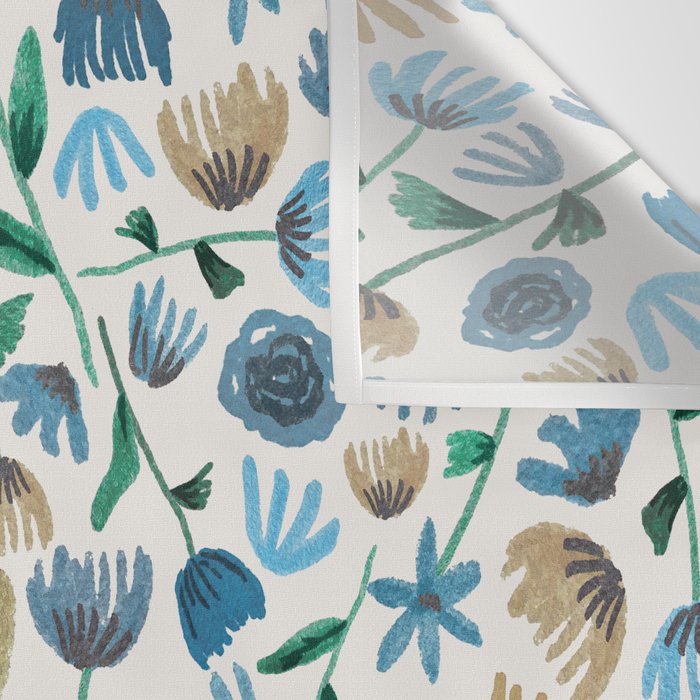 Colorful Blue Floral Pattern Wall Tapestry Gallery Image 3