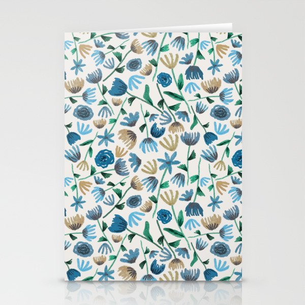 Colorful Blue Floral Pattern Stationery Card Gallery Image 2