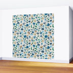 Colorful Blue Floral Pattern Wall Mural Gallery Image 2
