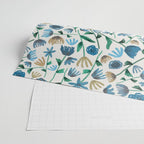 Colorful Blue Floral Pattern Wrapping Paper Gallery Image 2