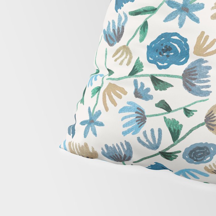 Colorful Blue Floral Pattern Pillow Sham Gallery Image 4