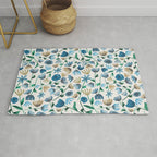 Colorful Blue Floral Pattern Rug Gallery Image 1
