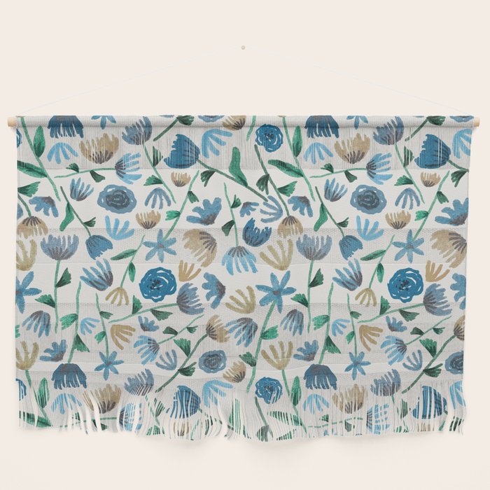 Colorful Blue Floral Pattern Wall Hanging Gallery Image 1