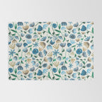 Colorful Blue Floral Pattern Rug Gallery Image 2