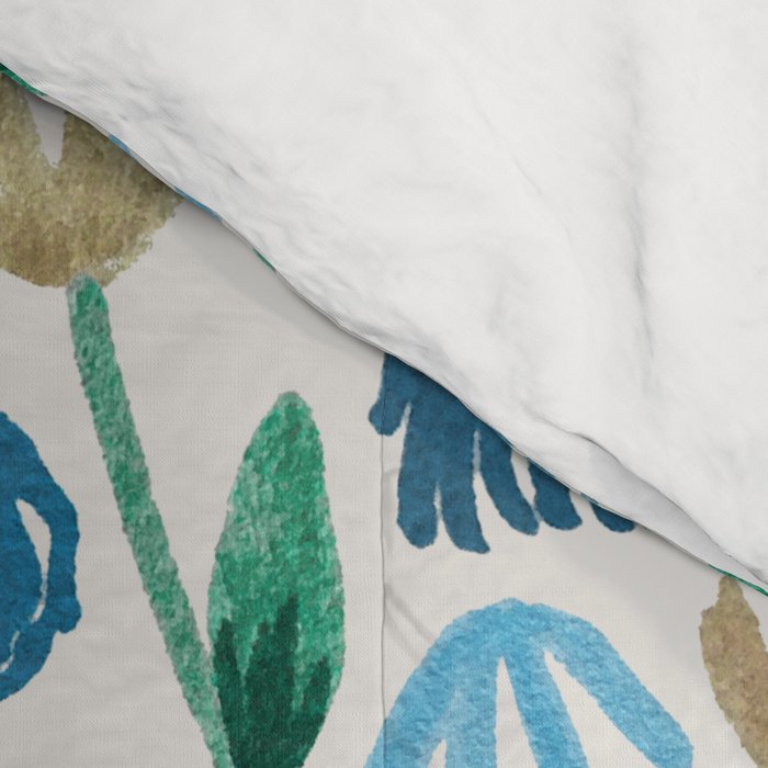 Colorful Blue Floral Pattern Comforter Gallery Image 4