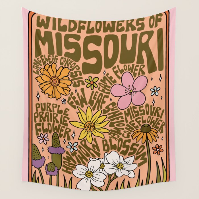 Missouri Wildflowers Wall Tapestry Gallery Image 1