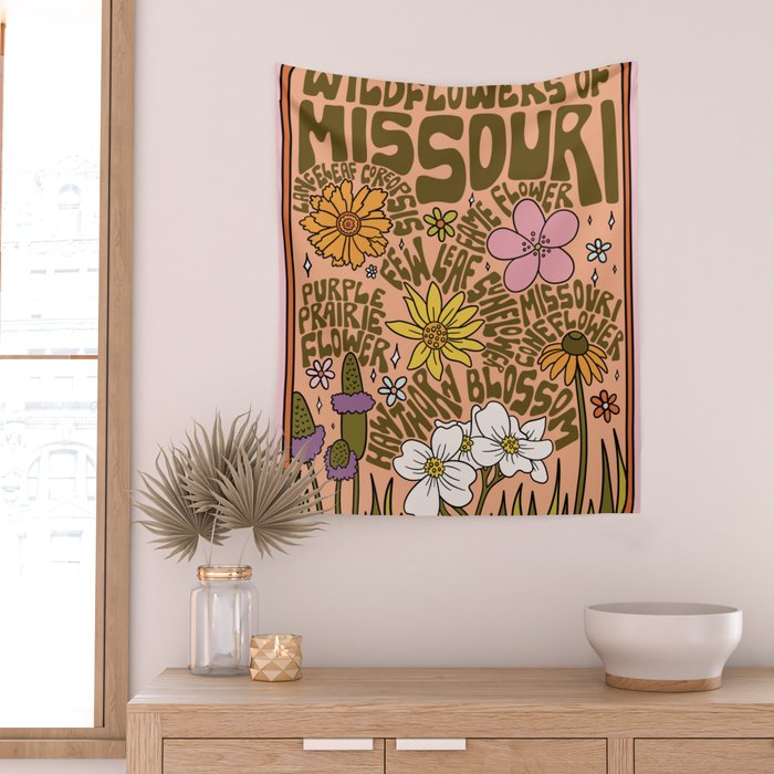 Missouri Wildflowers Wall Tapestry Gallery Image 2