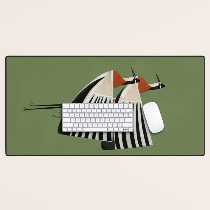 Striped Bird Pair Desk Mat Gallery Image 1