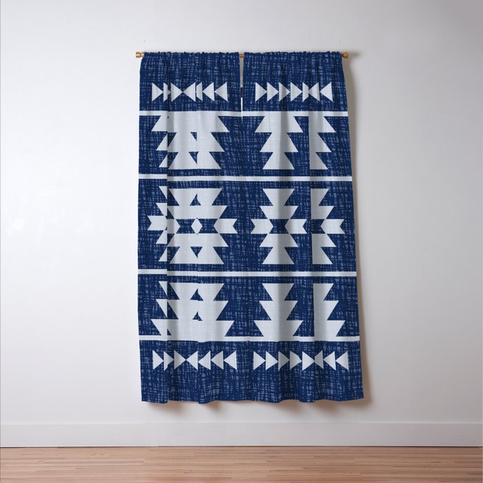 Southwestern Pattern 128 Indigo Blue Window Curtain Gallery Image 3
