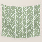 Rustic Herringbone in Sage Green Wall Tapestry Gallery Image 4