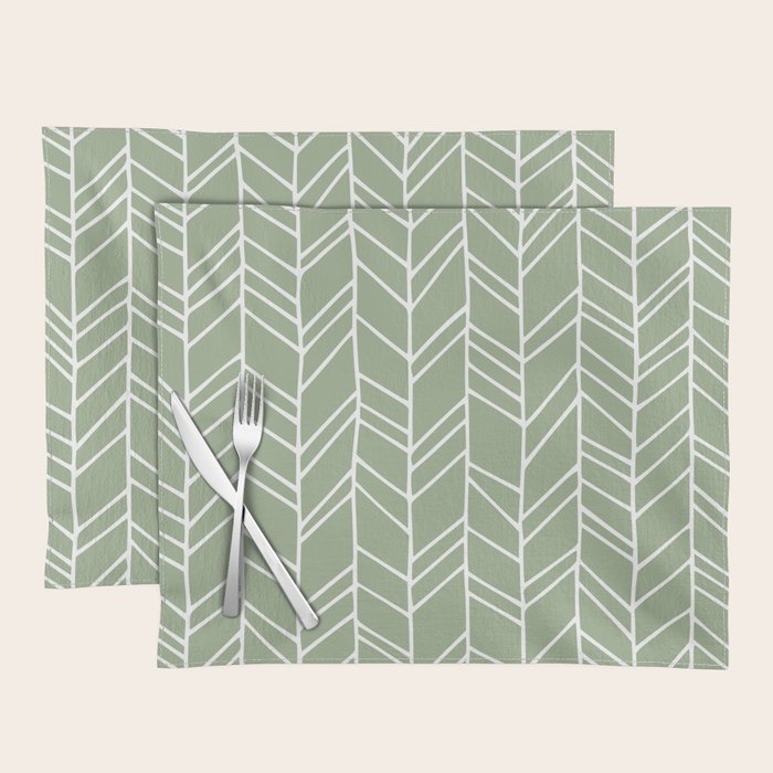 Rustic Herringbone in Sage Green Placemat Gallery Image 1