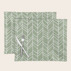 Rustic Herringbone in Sage Green Placemat Gallery Image 1