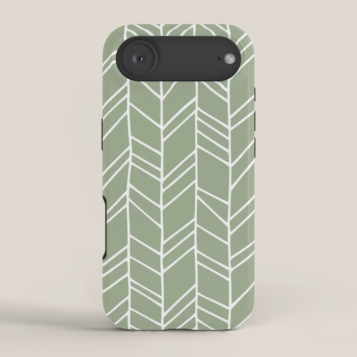 Rustic Herringbone in Sage Green iPhone Case Gallery Image 2