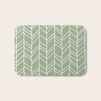 Rustic Herringbone in Sage Green Bath Mat Gallery Image 1