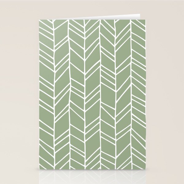 Rustic Herringbone in Sage Green Stationery Card Gallery Image 2