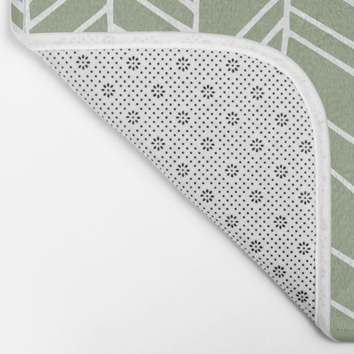 Rustic Herringbone in Sage Green Bath Mat Gallery Image 2