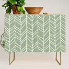 Rustic Herringbone in Sage Green Credenza Gallery Image 1