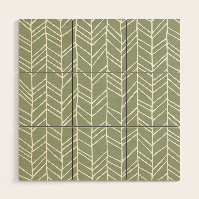 Rustic Herringbone in Sage Green Wood Wall Art Gallery Image 1