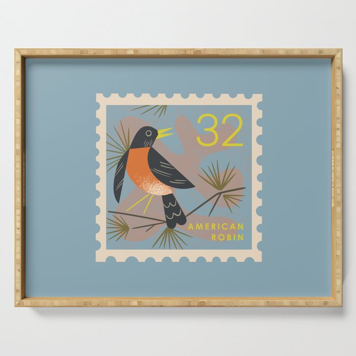 Robin Postage Stamp Serving Tray Gallery Image 1