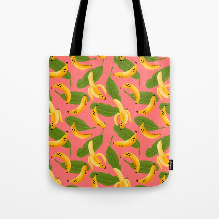 Banana Pattern on Pink Tote Bag Gallery Image 1