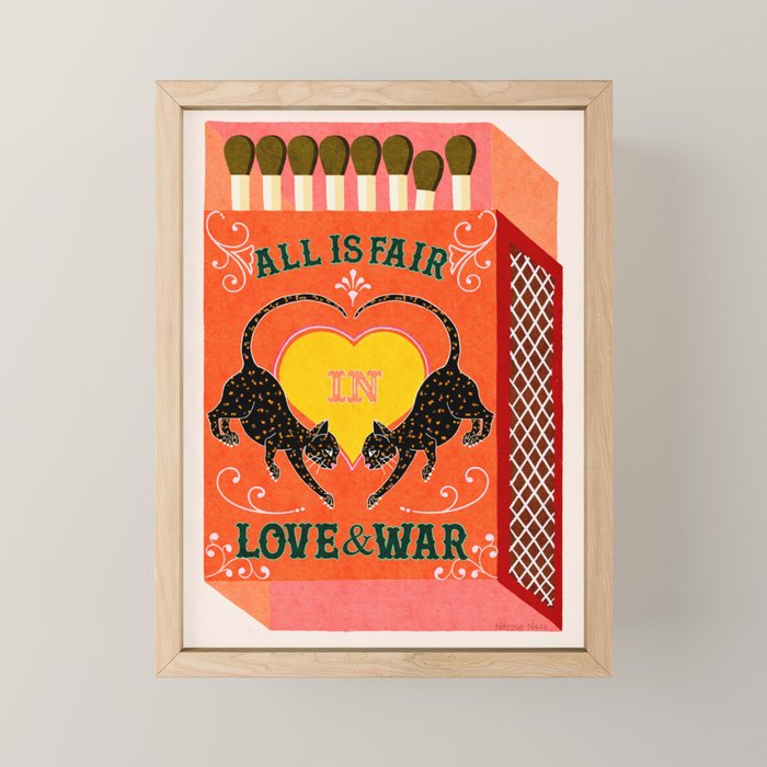 All is Fair in Love and War Vintage Matchbox Retro Orange Palette with Leopard Mini Art Print Gallery Image 1