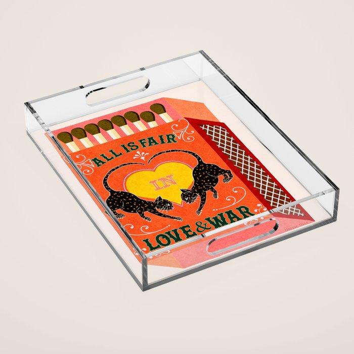 All is Fair in Love and War Vintage Matchbox Retro Orange Palette with Leopard Acrylic Tray Gallery Image 1