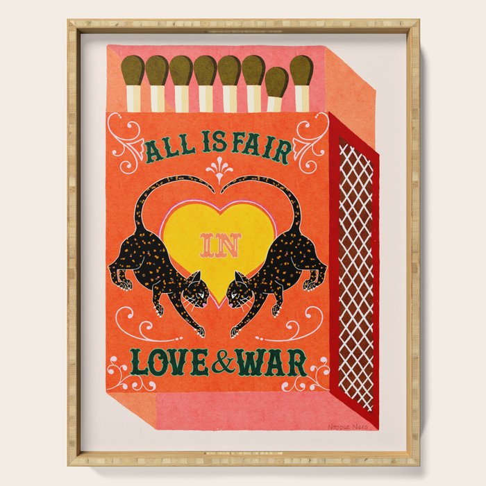 All is Fair in Love and War Vintage Matchbox Retro Orange Palette with Leopard Serving Tray Gallery Image 1