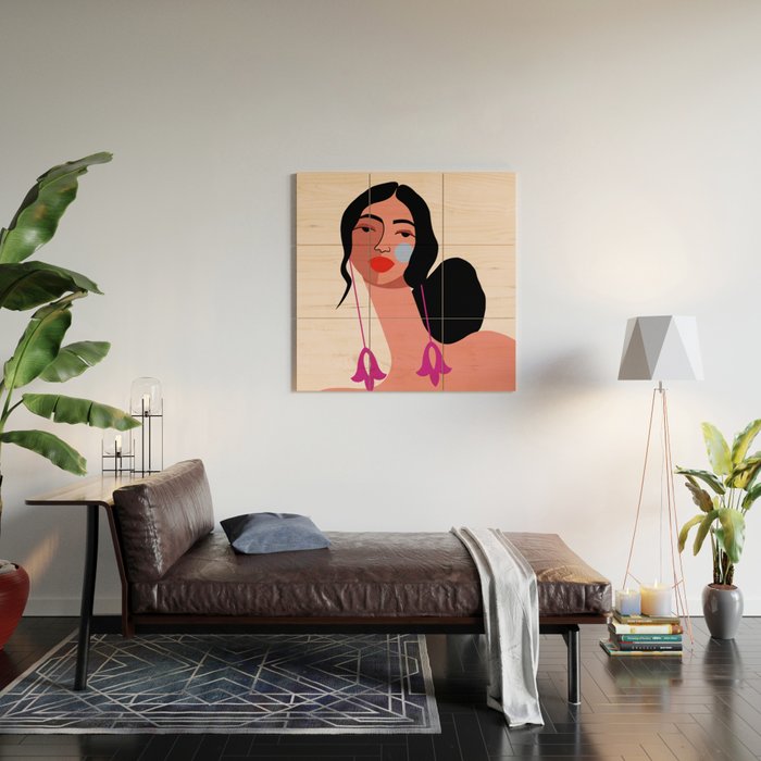 Pink Earrings Wood Wall Art Gallery Image 2