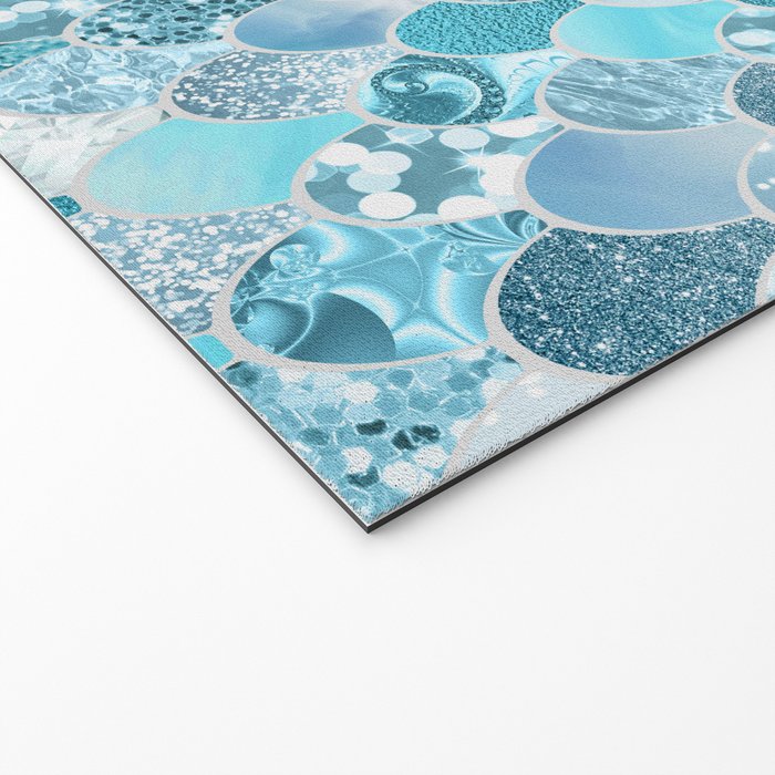 Cute Mermaid Scales, Teal and Aqua Welcome Mat Gallery Image 2