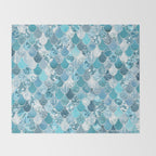 Cute Mermaid Scales, Teal and Aqua Throw Blanket Gallery Image 2
