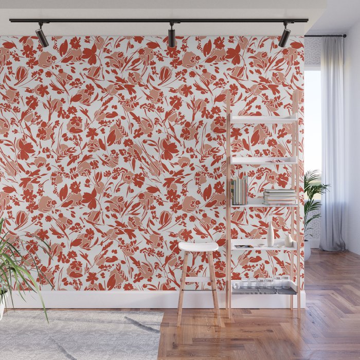 Wild flowering reddish meadow Wall Mural Gallery Image 1