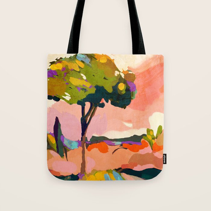 sundown with tree landscape Tote Bag Gallery Image 1