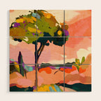 sundown with tree landscape Wood Wall Art Gallery Image 1