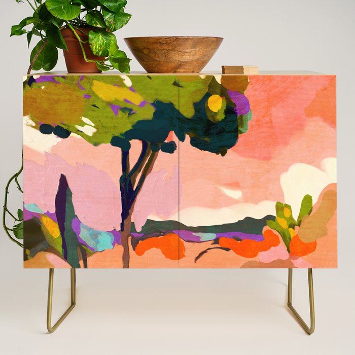 sundown with tree landscape Credenza Gallery Image 1