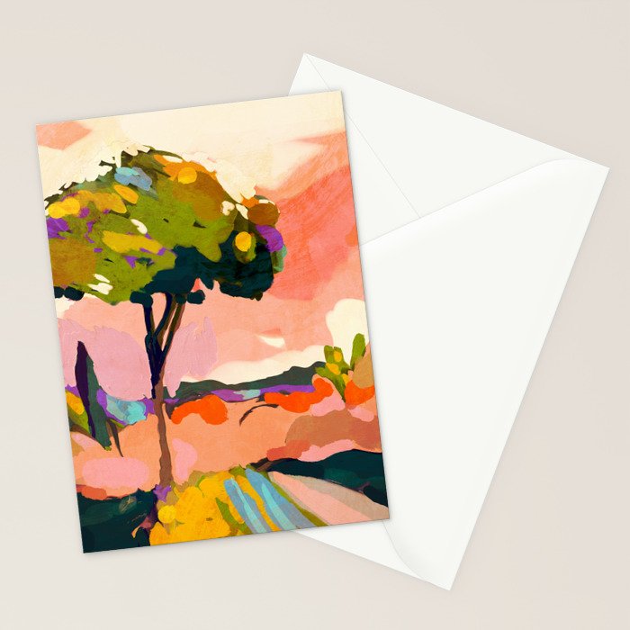 sundown with tree landscape Stationery Card Gallery Image 2
