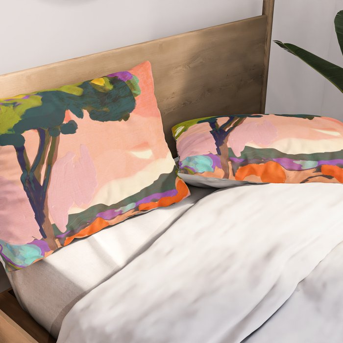 sundown with tree landscape Pillow Sham Gallery Image 2