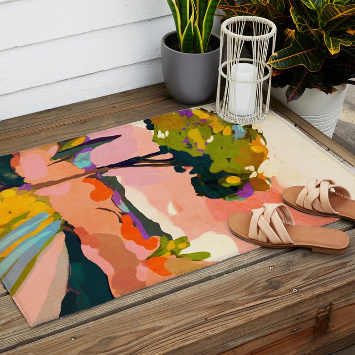 sundown with tree landscape Outdoor Rug Gallery Image 2