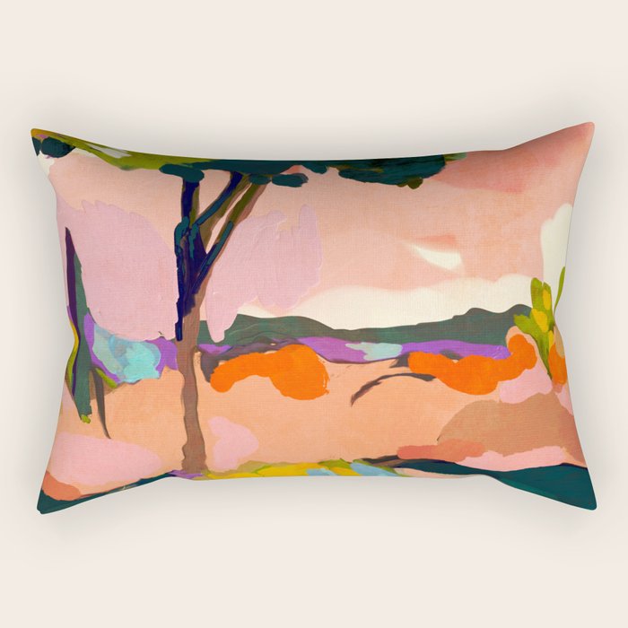 sundown with tree landscape Rectangular Pillow Gallery Image 2