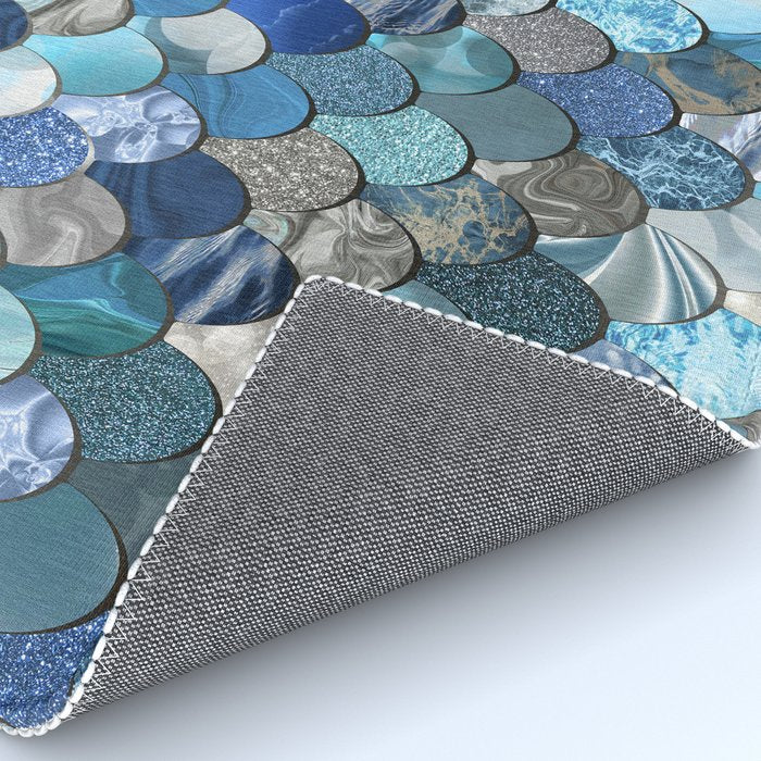 Mermaid Ocean Blue Pattern Rug Gallery Image 4